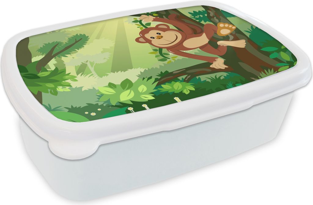 KitchenYeah Lunchbox Brotzeit Brotdose 17x11 cm Affe - Dschungel - Jungen - Mädchen - Blumen - Kinder Kinder Brotzeitdose - Lunch Box - Kinder -...