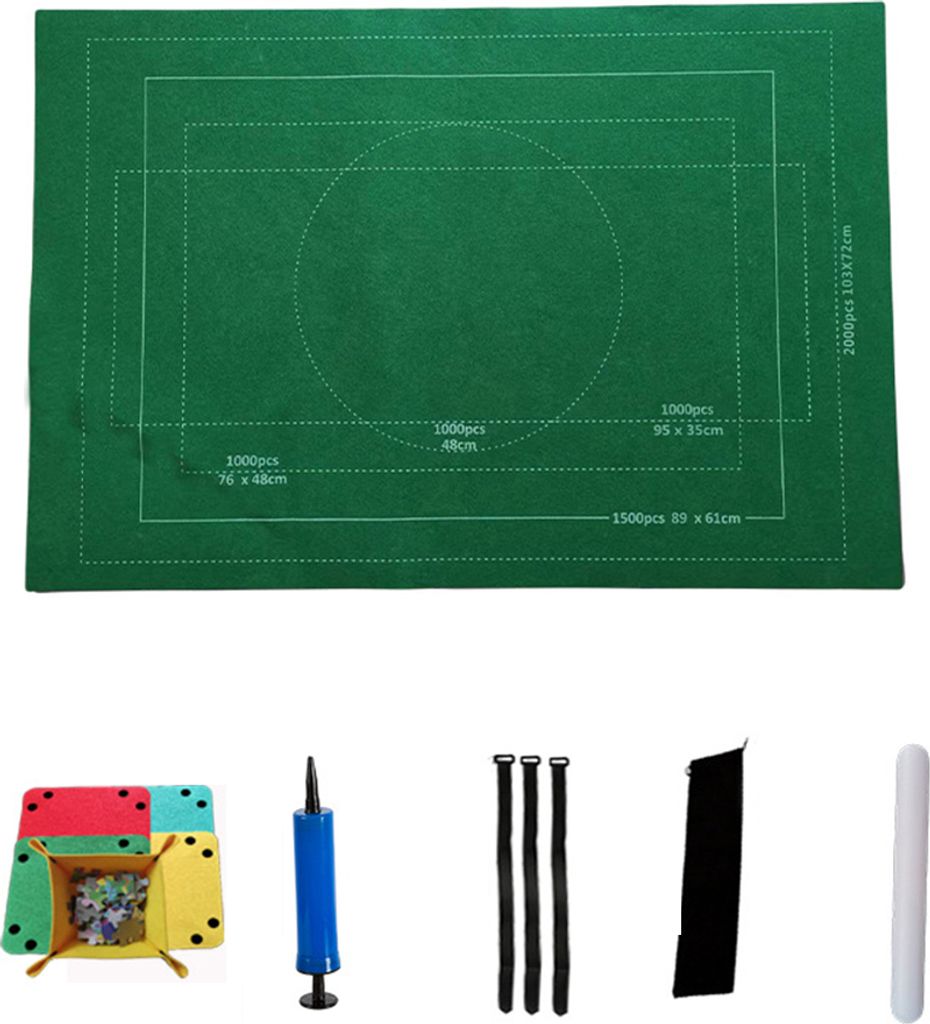 Puzzlematte Profi Puzzlerolle Puzzleunterlage Filzmatte für 1000/1500/2000 Puzzles (Grün)
