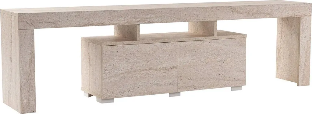 Meuble TV Salon 180x31cm Andarna, Optimisation Espace Multimédia Beige
