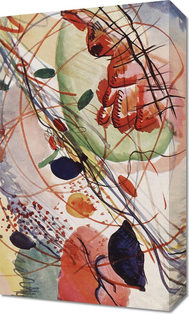 Bild 30x50cm Aquarell Druck, Wassily Kandinsky Vintage für das Wohnzimmer