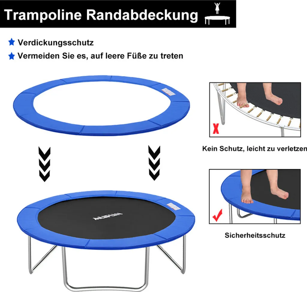 EINFEBEN Coussin de Protection de Trampoline Bleu 244cm Étanche - 8