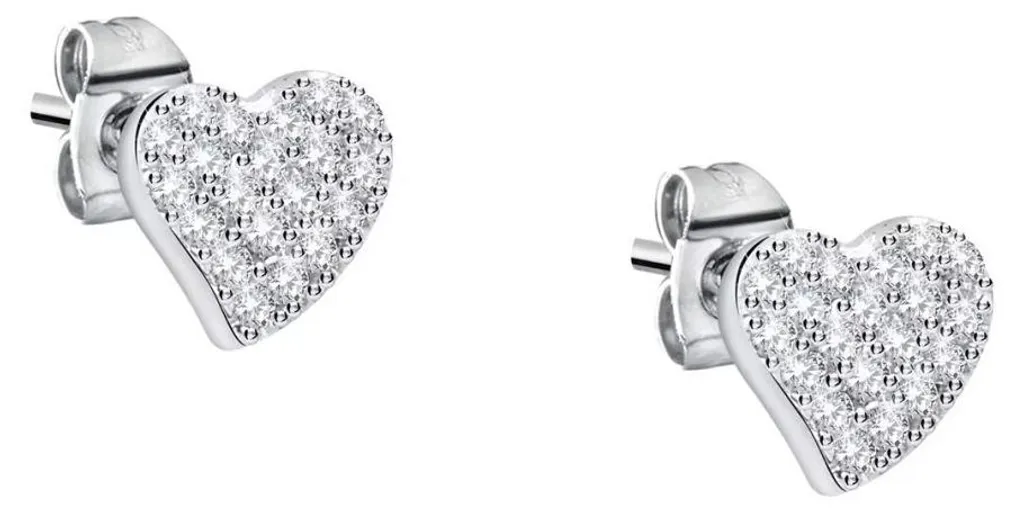 Boucles d'oreilles Cœurs Cristaux Argent : Acier Inoxydable Durable