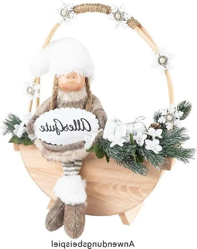 Figurine de Noël Assise 32 cm Décorée - Statuette de Fête Traditionnelle