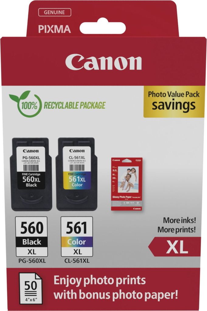 Canon PG-560XL + CL-561XL  schwarz, color Druckköpfe + Produktbild 
