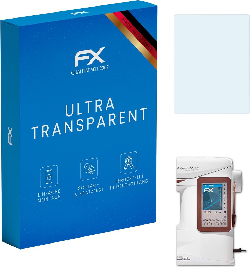 atFoliX FX-Clear 2x Schutzfolie kompatibel mit Husqvarna Viking Designer Topaz 50/40 Displayschutzfolie
