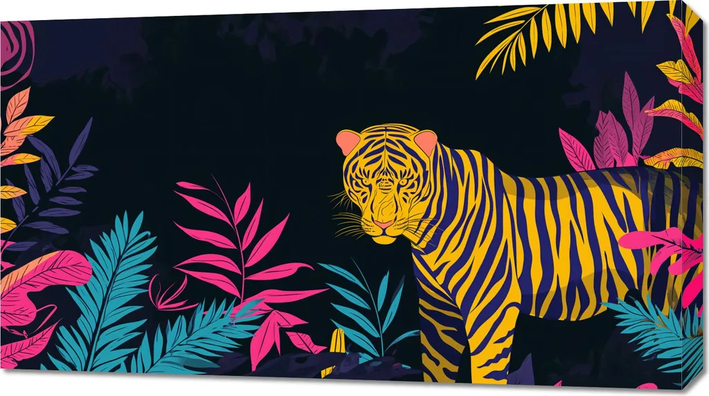 Tableau Tigre déchiré format 90 x 50 cm - Toile haute définition déco
