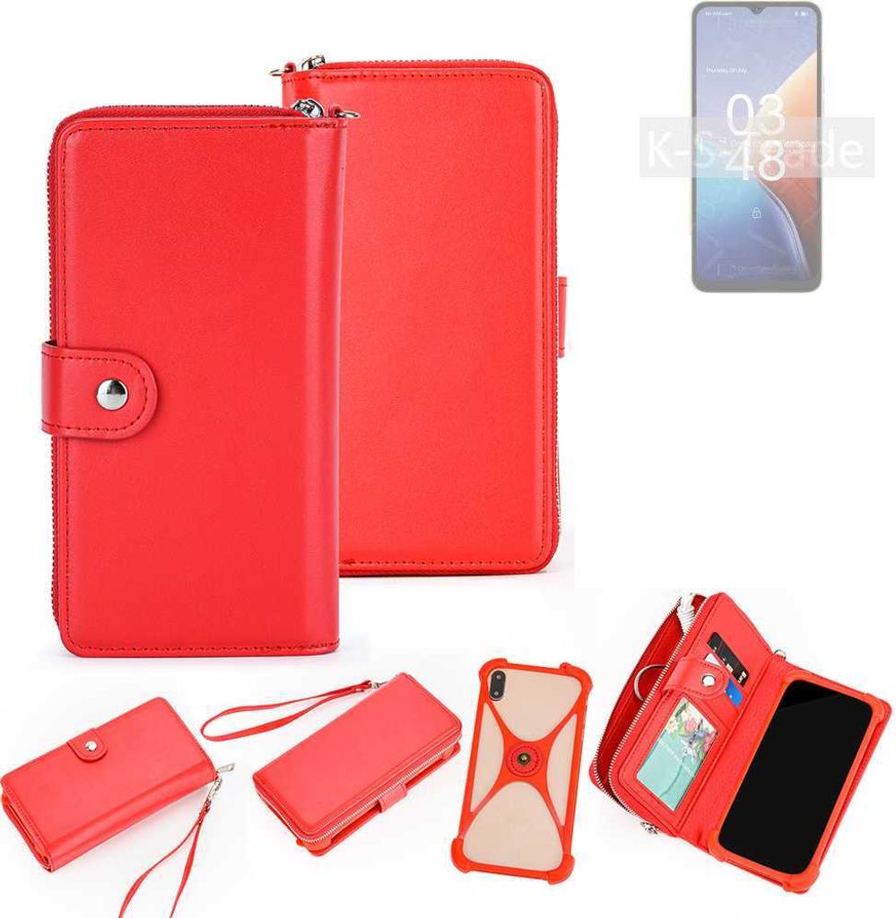 K-S-Trade 2in1 Schutzhülle Portemonnee Handyhülle mit Bumper kompatibel mit UMIDIGI F3 5G Hülle Case Etui Geldbörse Smartphone rot (1x)