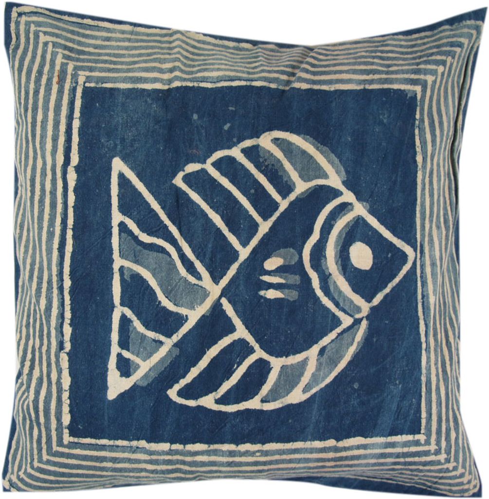 Kissenbezug Blockdruck, Dekokissen Bezug, Kissenhülle Ethno, Traditionelle Herstellung - Muster 18, Blau, Baumwolle, Größe: 40*40 cm