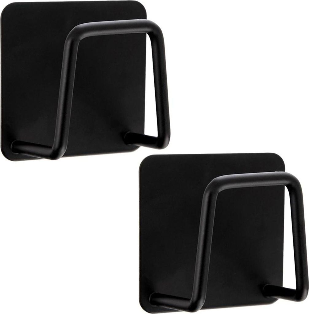 Orion | Set mit 2 Stück Haken - Selbstklebend - Wandhaken - Schwarz 4,8x4,8 cm - BLACK