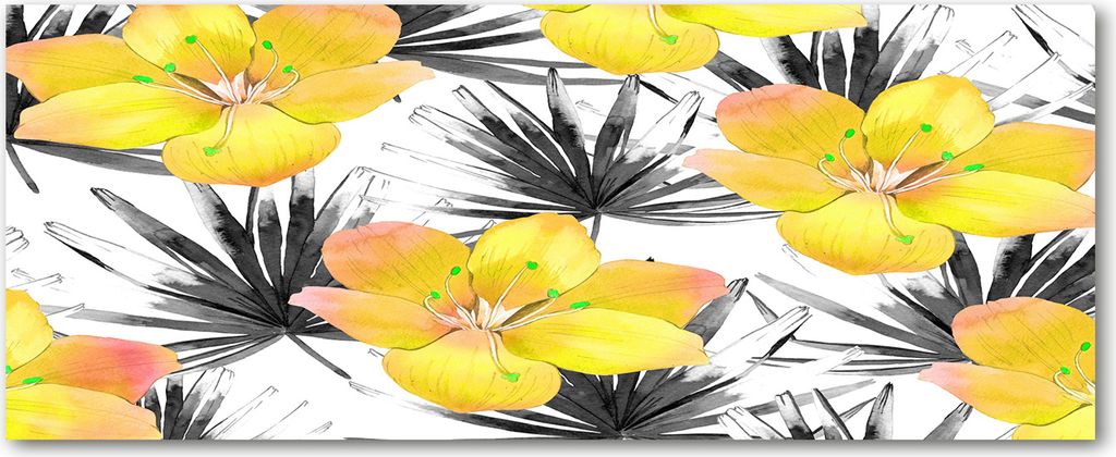 Tulup Leinwandbild - 125x50 cm - Wandkunst - Drucke auf Leinwand - Leinwanddruck - Blumen & Pflanzen - Gelb - Tropische Blumen