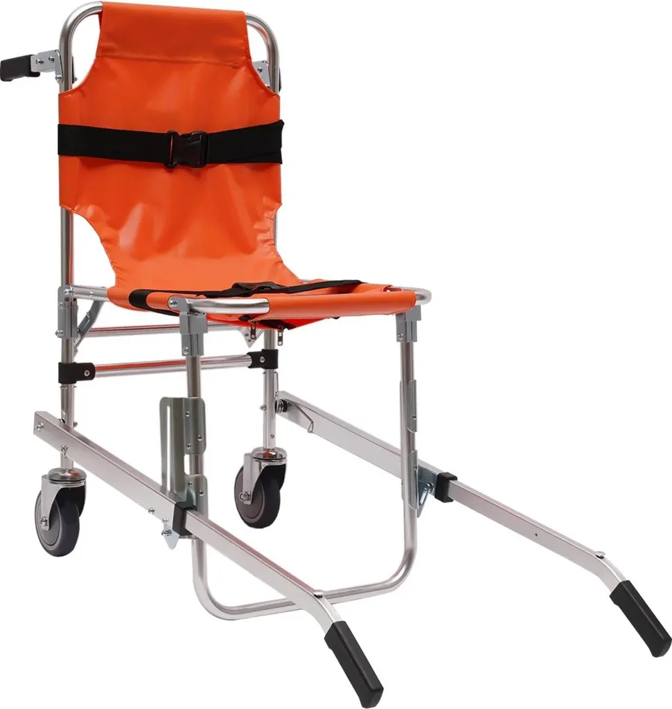 Chaise d'évacuation escaliers pliable 160 kg avec 2 roues robustes