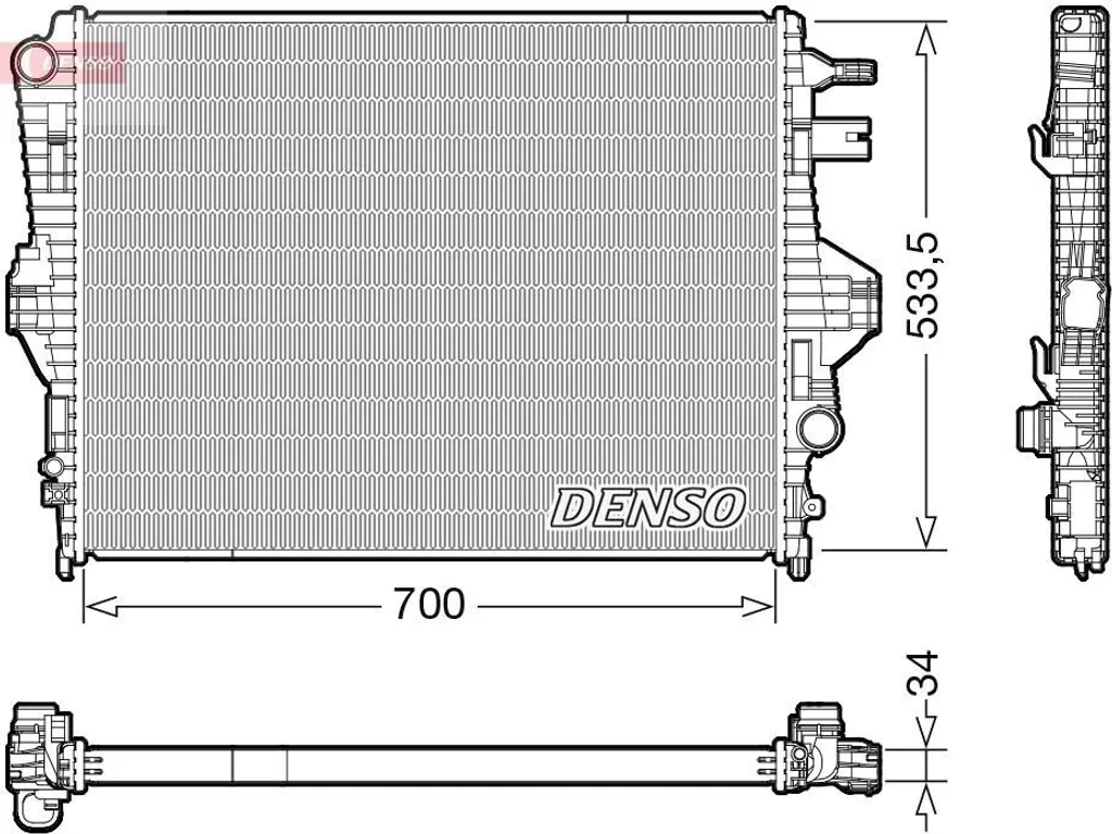 DENSO DRM32050 Radiateur Moteur pour Cayenne 92A et Touareg 7P 7P0121253A