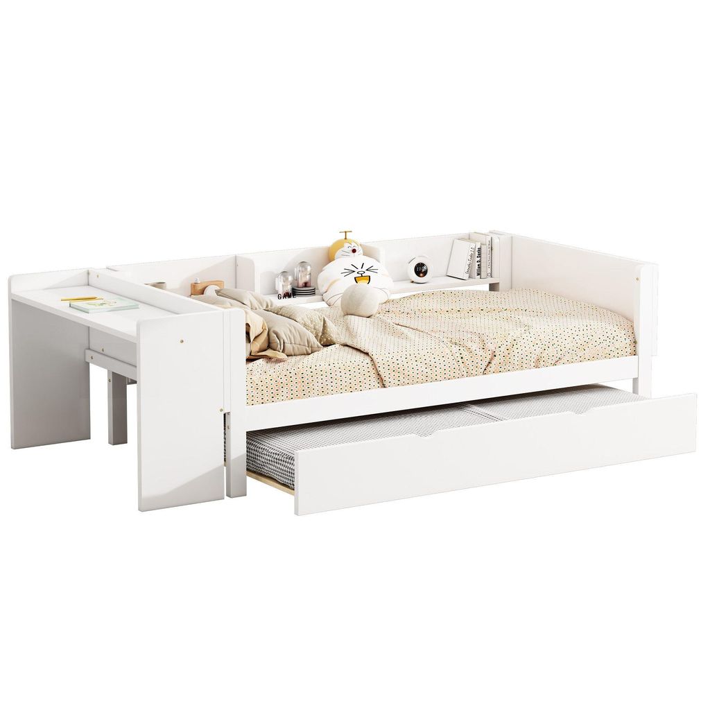 Jugendbett mit Ausziehbett, Lattenrost, Schreibtisch, Produktbild 