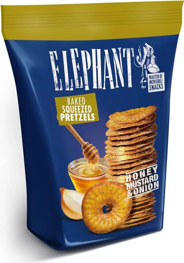 Pretzely Elephant s medom, horčicou a cibuľou 160g Obrázok produktu 