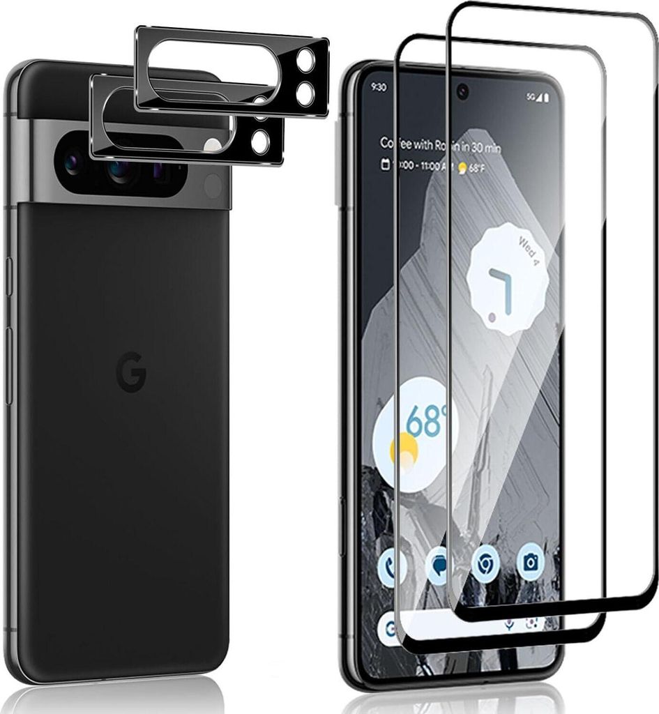 Schutzfolie für Google Pixel 9 Pro, 2 Stück Panzer Schutz Glas Folie mit 2 Stück Kameraschutz, 9H Panzerfolie Kratzfest Schutzglas, Displayschutz