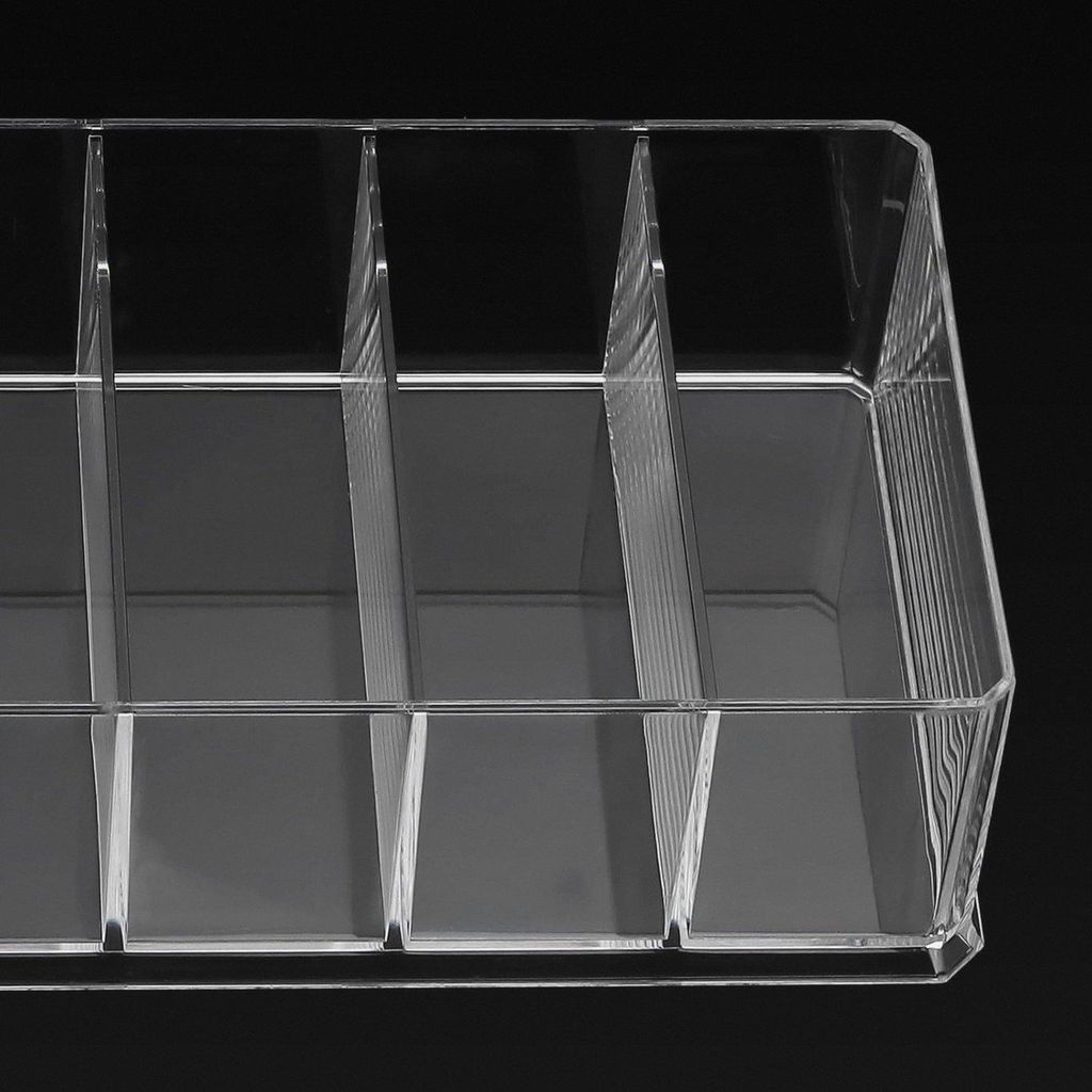 4er Set Acryl Schminktisch Organizer Durchsichtig, 25,5x9x4,6cm Kosmetik Organizer mit 8 Fächer, Make up Organizer Transparent Schmink Aufbewahrun...