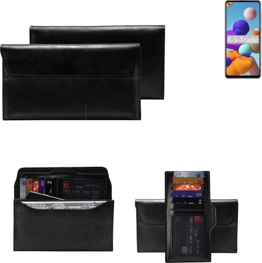 K-S-Trade Handy Hülle kompatibel mit Samsung Galaxy A21s Schutz Hülle Tasche Schutz Case Handytasche Kunstleder schwarz, 1x