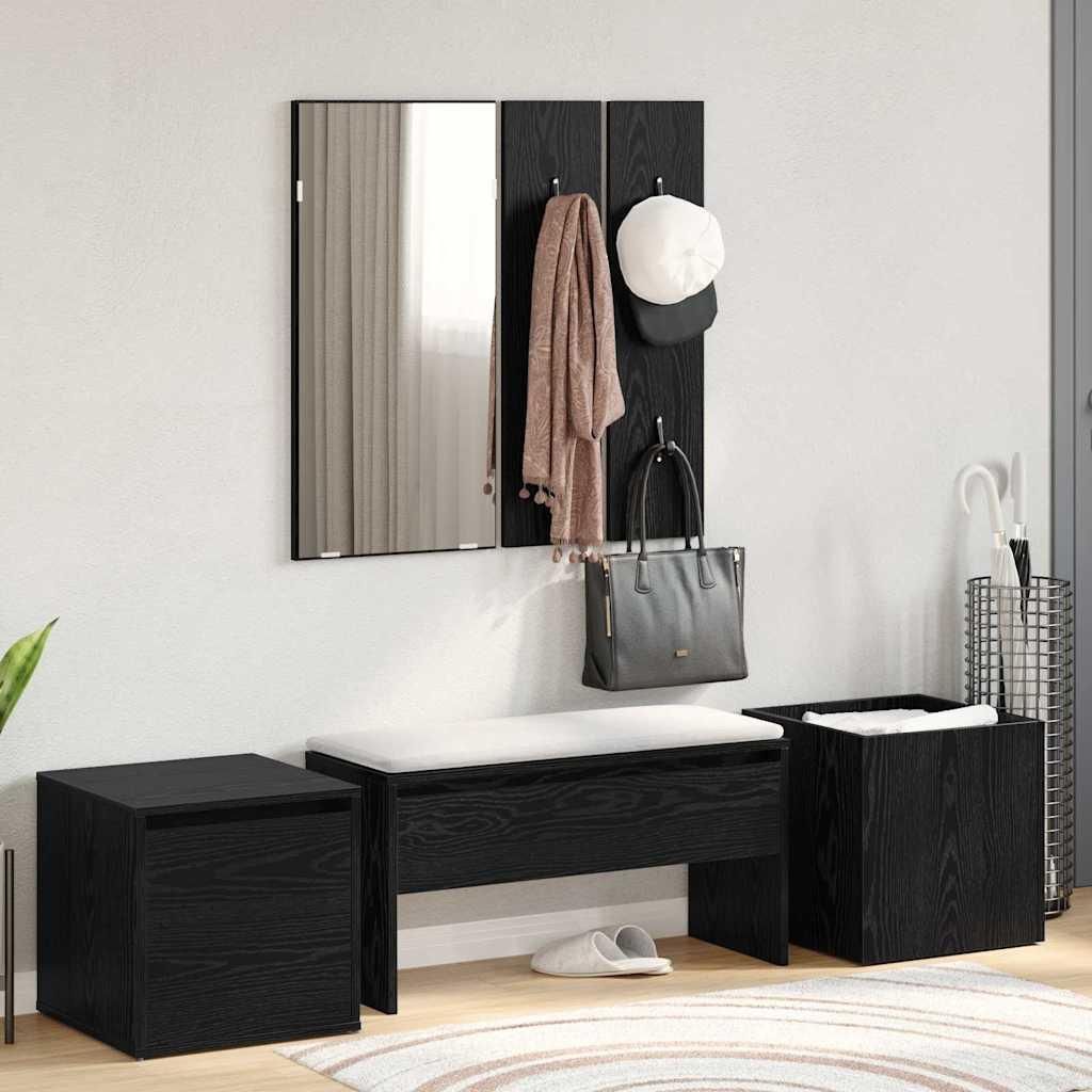 Best möbel Flurmöbel-Set Wandmontiert 4 pcs Schwarze Eiche 80 x 31 x 40 cm,Kommoden CHY942