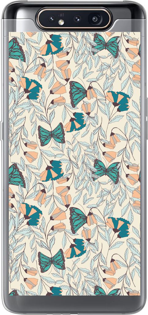 MuchoWow Handyhülle Schutzhülle Hülle für Telefoonhoesje Samsung Galaxy A80 Mädchen - Schmetterling - Blumen - Muster - Mädchen - Kinder - ...