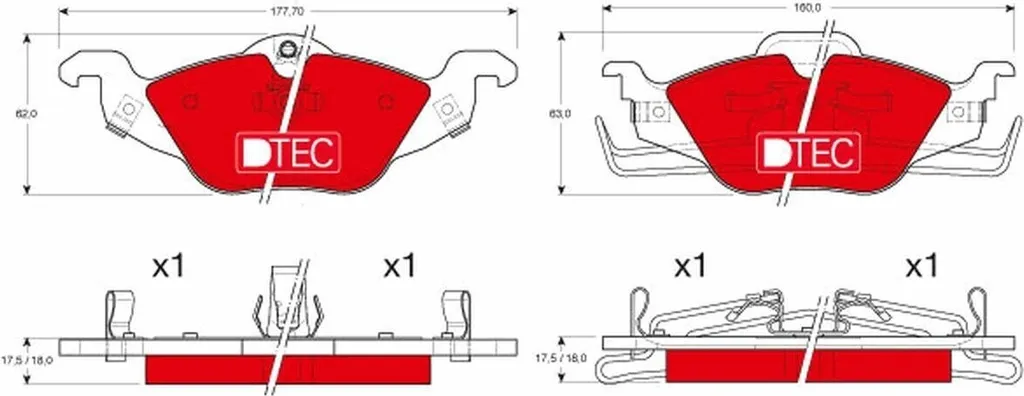 Plaquettes de frein anti-vibration TRW GDB1351DTE pour Zafira A