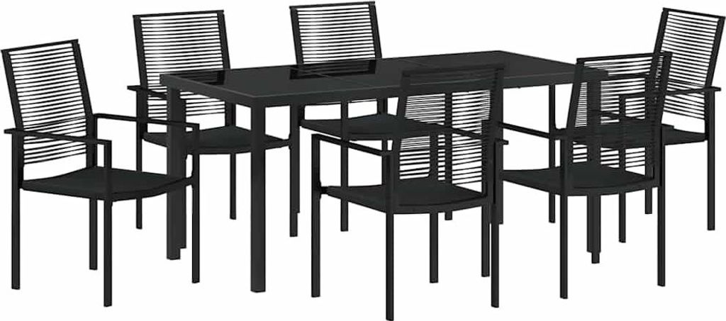 Garten Essgruppe 7 pcs Schwarz Pulverbeschichteter Stahl