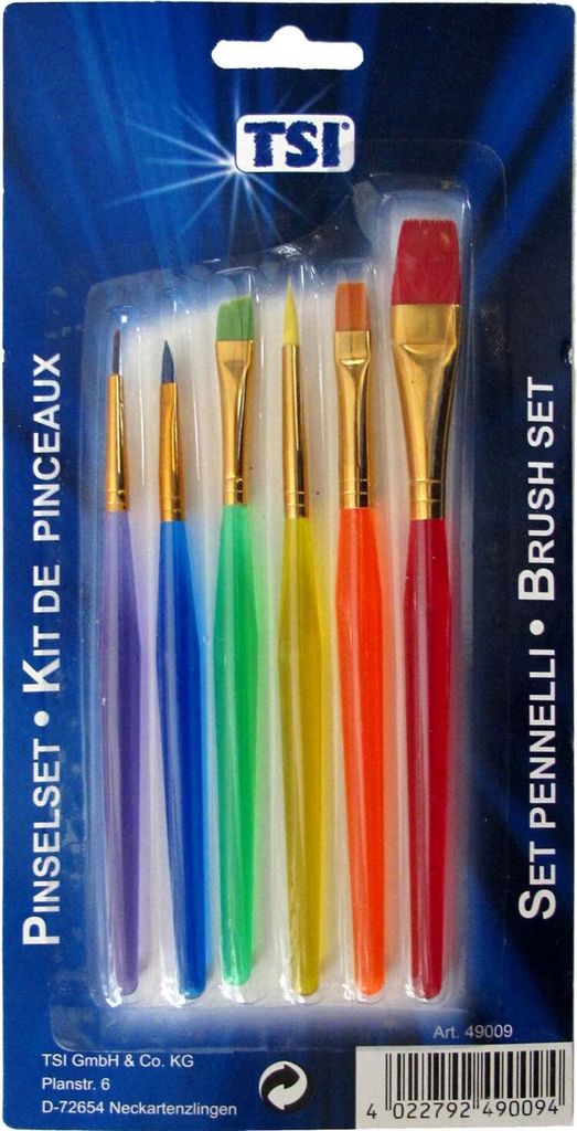 6 Künstler-Pinsel / Pinselset mit farbigen Stielen Produktbild 