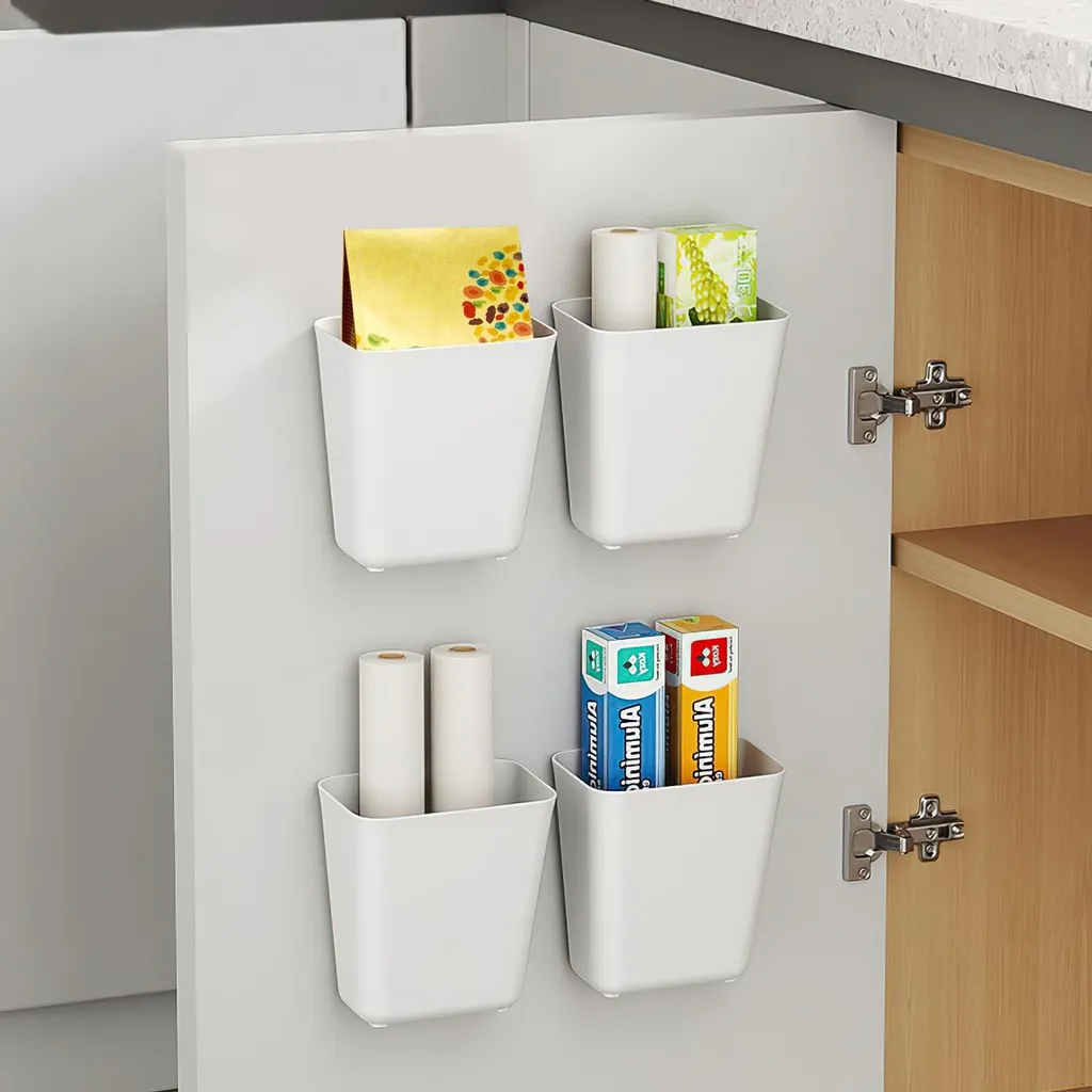 Boîte de rangement murale sans perçage, support adhésif multi-usages x4
