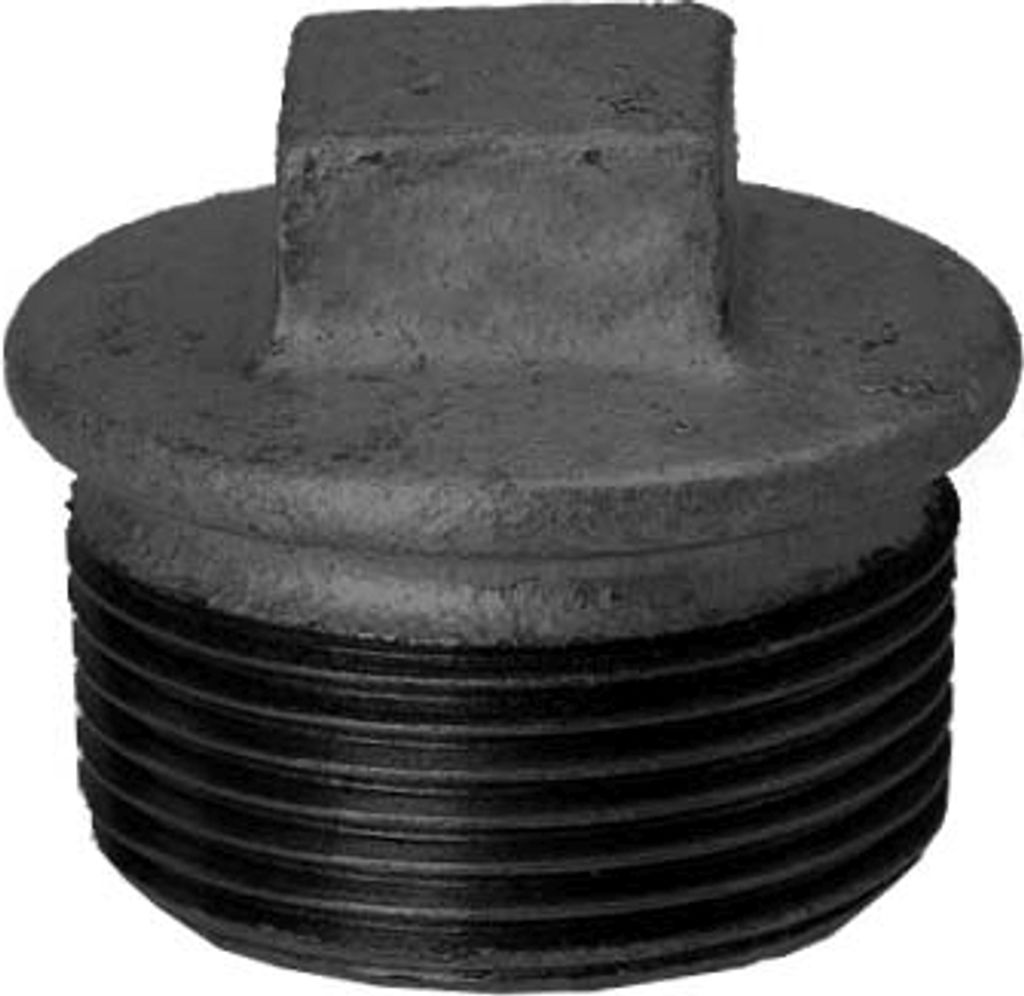 Hermann Schmidt Temperguss Stopfen 14290008 DN 8, 1/4", mit Rand, schwarz
