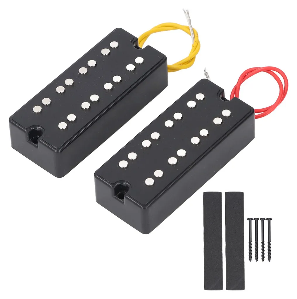 Paire de Micros Double Bobinage pour Basse Electrique 4 Cordes Noirs