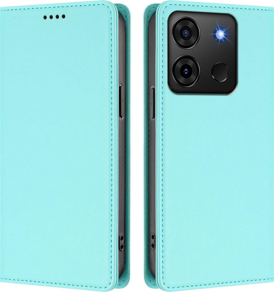 Handyhülle für Infinix Smart 7 HD/Smart 7 Plus, Kunstleder Klapphülle Stoßfeste Magnetische Hülle mit Ständer Türkis