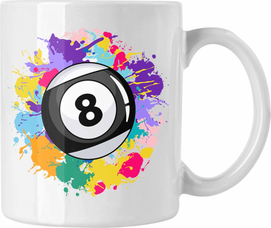 Trendation - Billard Tasse Geschenk Billardspieler Geschenkidee Kaffeetasse Pool (Weiß)