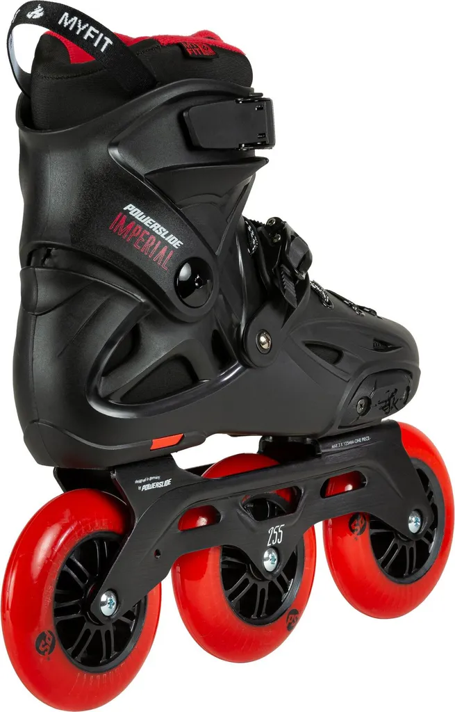 Roller Freeskate 3 roues Powerslide Imperial 110 coloris Noir et Rouge - 3