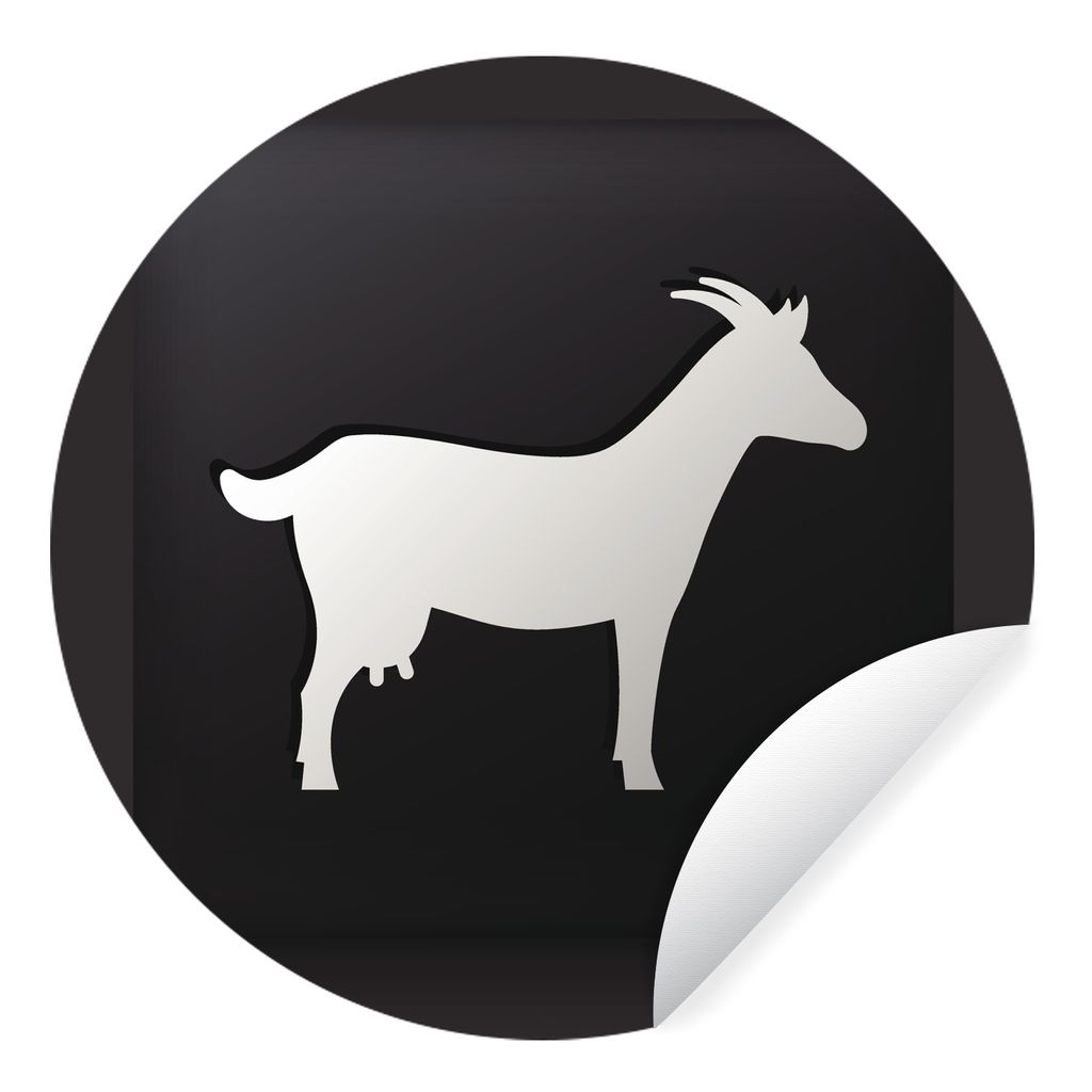 MuchoWow Runde Wandtattoo - Wandsticker Tapete Aufkleber Illustration einer Ziege auf schwarzem Hintergrund Ø 30 cm Selbstklebend und Reposition...