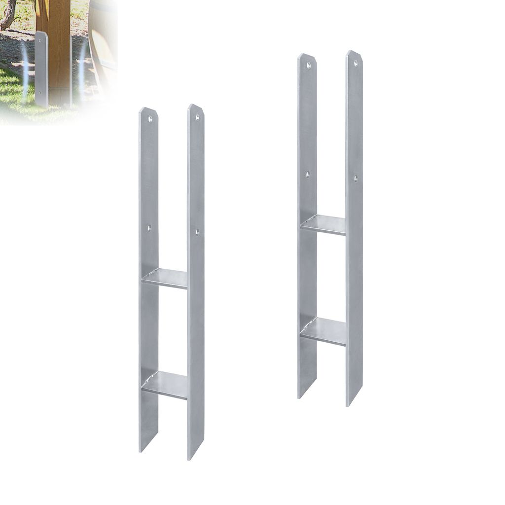 LARS360 81mm H-anker H-Pfostenträger Materialstärke 5mm, Gesamthöhe 600 mm Zaunpfosten für Carports Gartenzäunen - 2 Stück