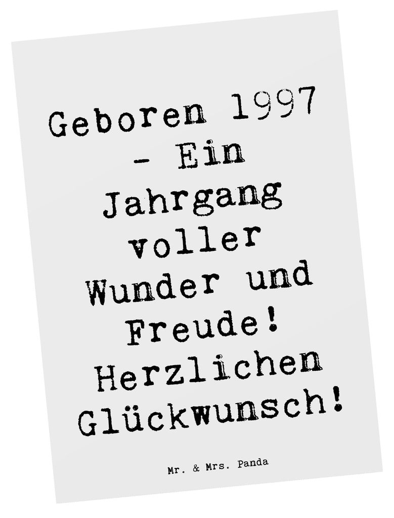 Mr. & Mrs. Panda Postkarte Spruch 1997 Geburtstag - Weiß - Geschenk, Happy Birthday, Wunder und Freude, Geboren am, Ansichtskarten, Ansichtskarte,...