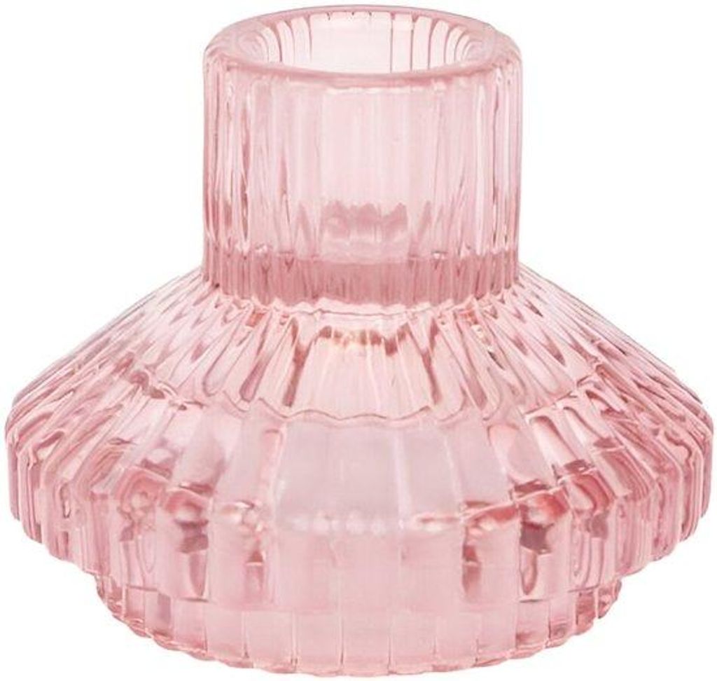 Famanu Kandelaar Halter Kleine Gerippte Kerzenständer - Rosa