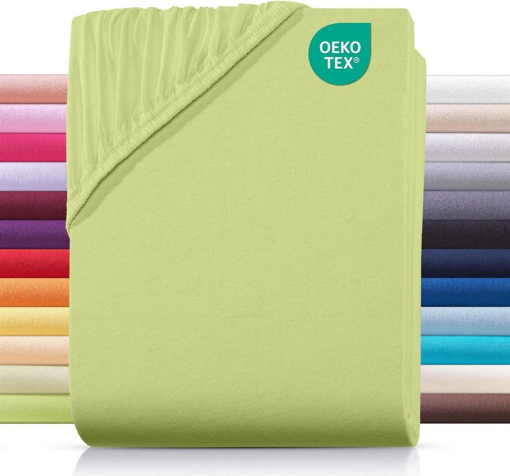 Jersey Spannbettlaken 70x140 cm aus 100% Baumwolle, Baby Bett Bettlaken Grün Uni