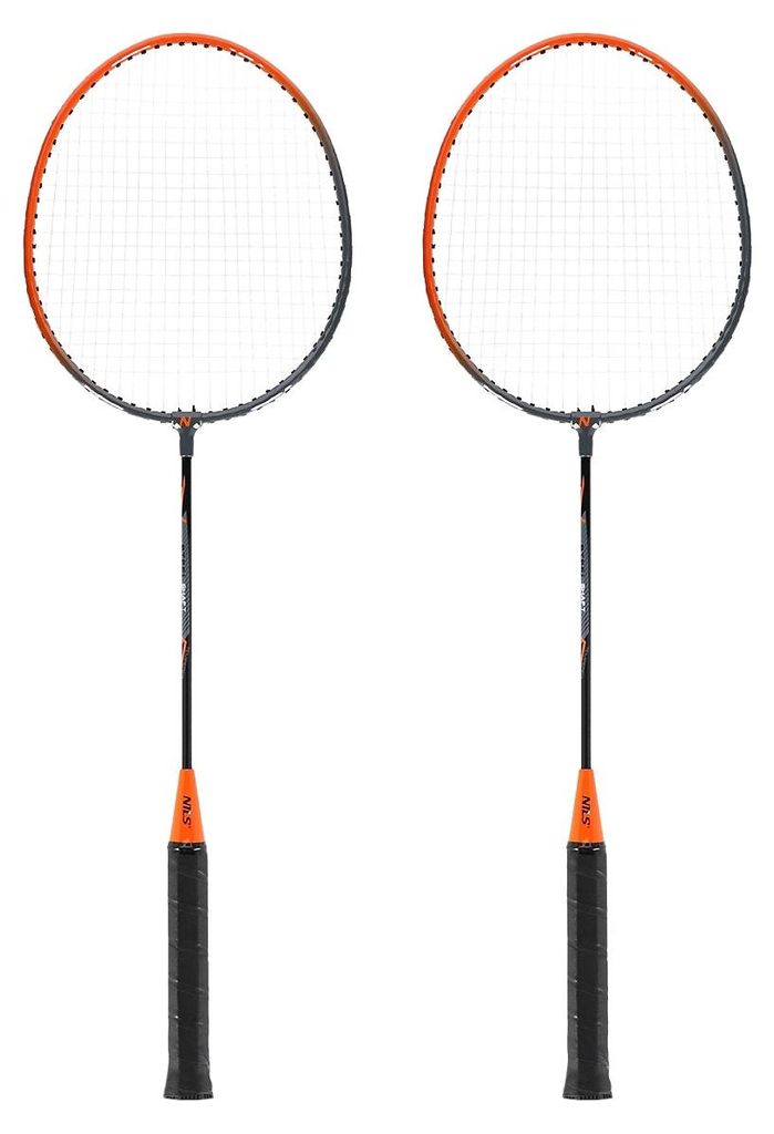 Badminton-Set, 2 Stahlschläger mit Hülle