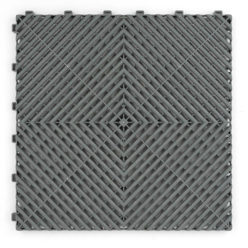 Klickfliesen Kunststoff grau Garagenboden aus Plastikfliesen 40 x 40 cm Outdoor und Balkon Bodenfliesen aus Polypropylen