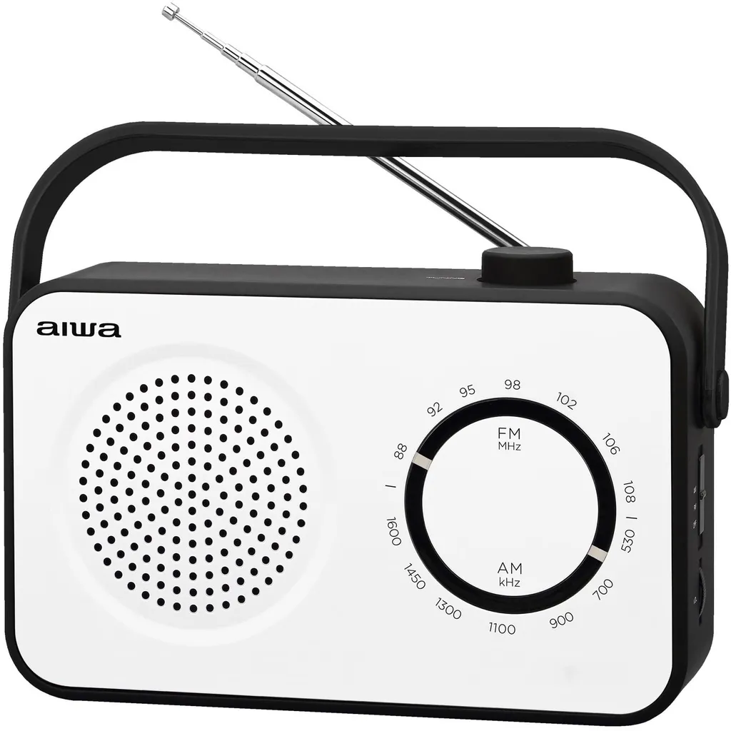Poste de Radio FM Analogique Blanc - Récepteur Portable avec Antenne Pro