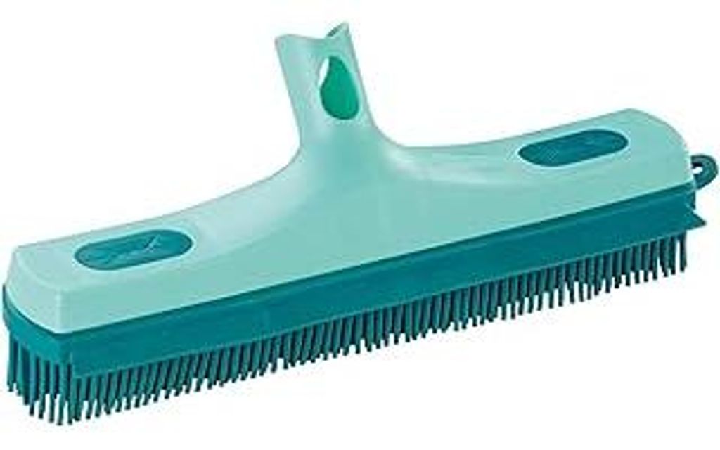 Leifheit Gummibesen Click System mit hygienischen Supraborsten und Wasserabziehkante, Besen für Innen- und Außenbereich, Besenkopf mit Gummiborst...