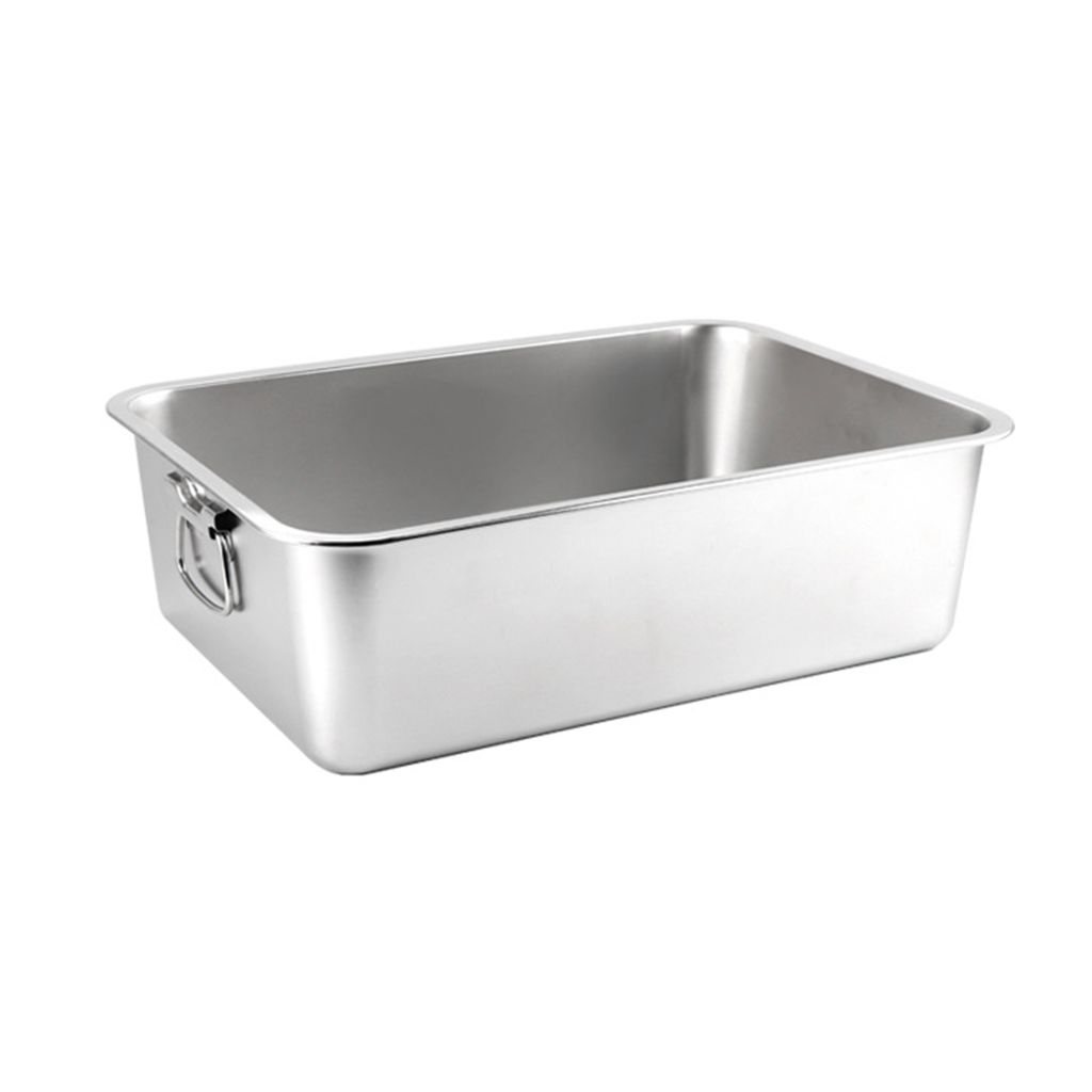 Rechteckige Katzentoilette aus Edelstahl, bruchsicher, niedriger Einstieg, offen, geräumig, Katzentoilette aus Metall, Haustierzubehör