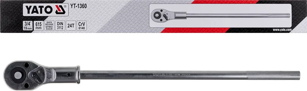 Yato YT-1360 Clé à cliquet 19 mm pour montage mécanique de précision