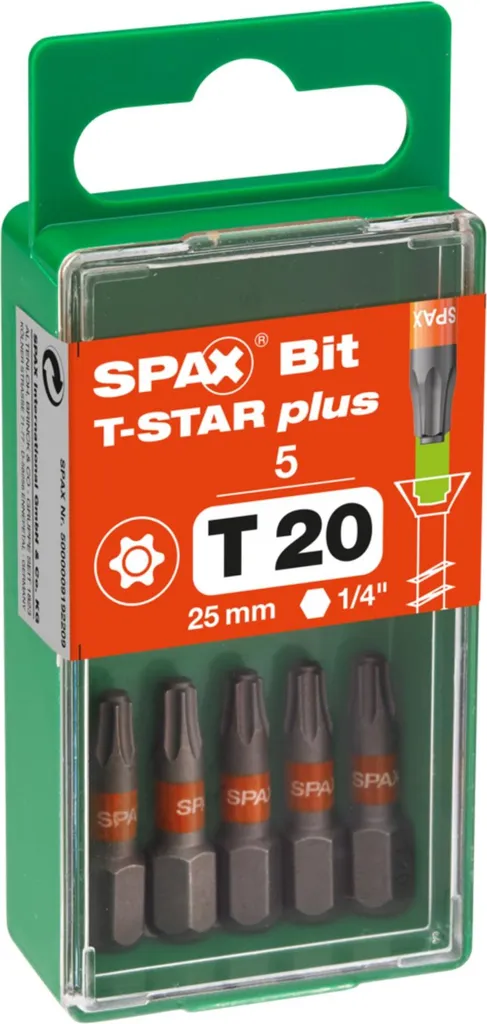 Inserti SPAX T20 T-STAR Plus 5000009192209 - Set 5 Pezzi Professionali
