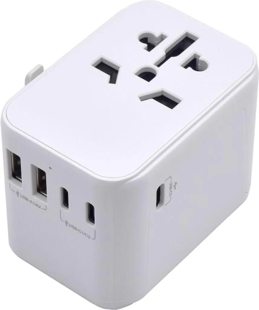 Prise de voyage universelle monde avec 5 ports USB pour smartphone et PC