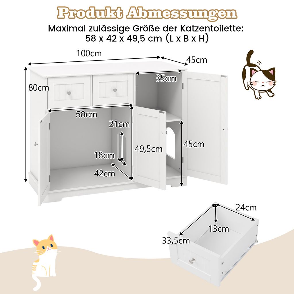 COSTWAY Katzenschrank für Katzentoilette, Katzenklo Schrank Produktbild 3