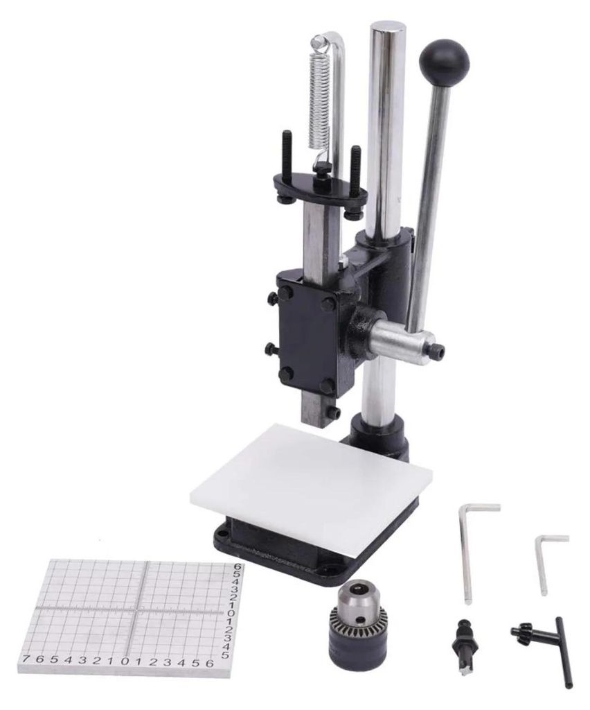 Leder Prägepresse - Manuelle Arborpresse - Mechanischer Betrieb - Mit PP‐Platte - Aluminiumplatte mit Skala - Stanz- und Prägewerkzeug