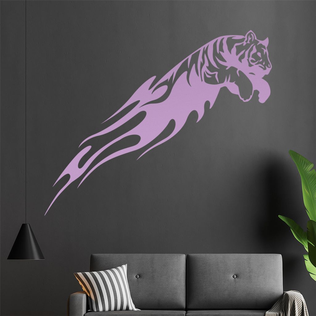 Flammen Tiger Wandtattoo in 6 Größen - Wandaufkleber Wall Sticker - Dekoration, Küche, Wohnzimmer, Schlafzimmer, Badezimmer