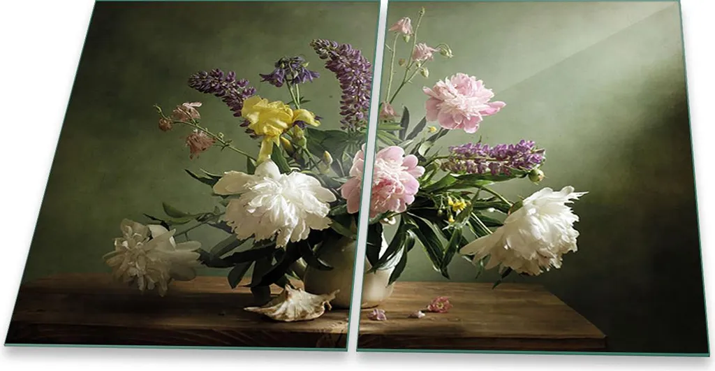 Coprifornelli in Vetro 40x52cm 2 Pezzi Fantasia Floreale Verde