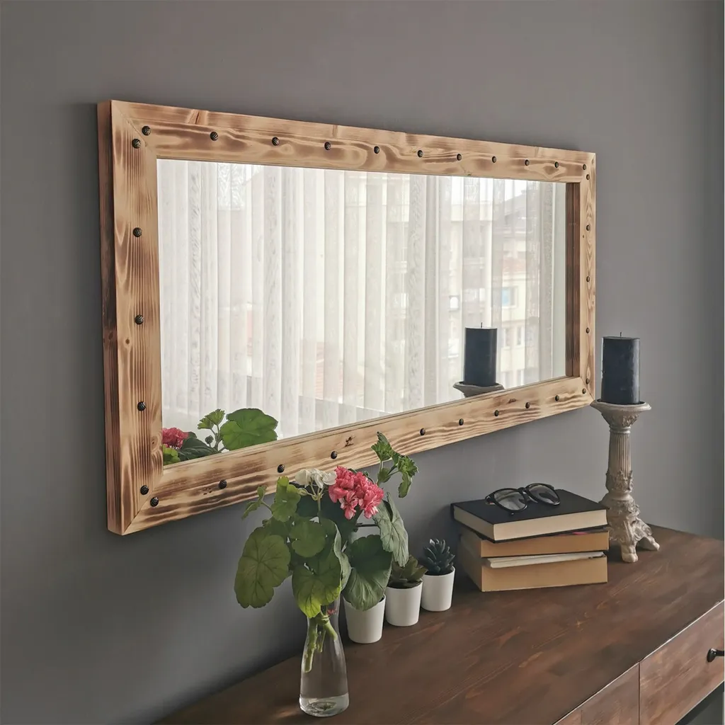 Miroir mural Skye Decor Z11050ES en pin massif noyer de 50x110 cm